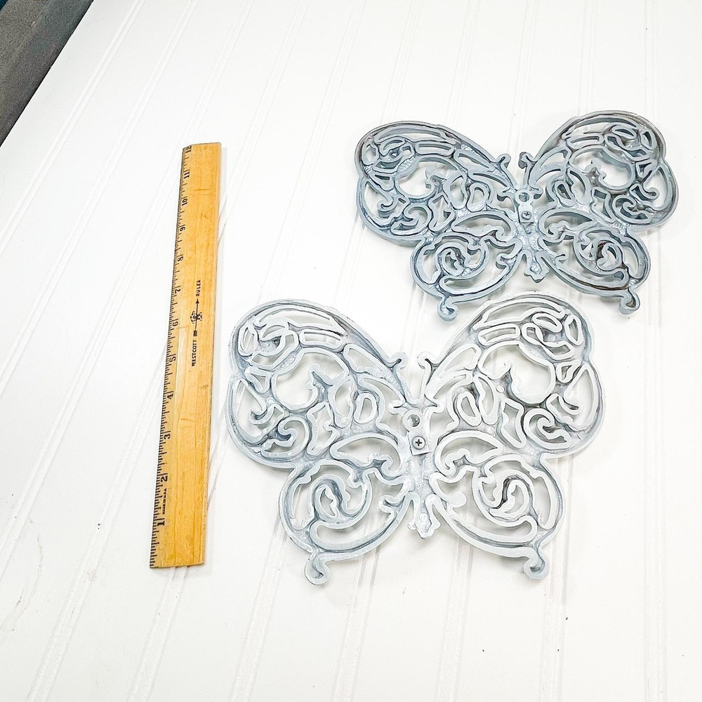 Vintage Burwood Butterfly Decor - White & Silver Butterflies Wall Hanging - Picture 6 of 6